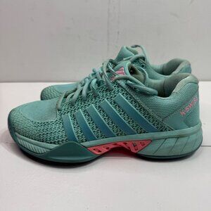 K-Swiss Womens Pickleball Shoes Size 8.5 Teal & Pink Low Top Lightweight
